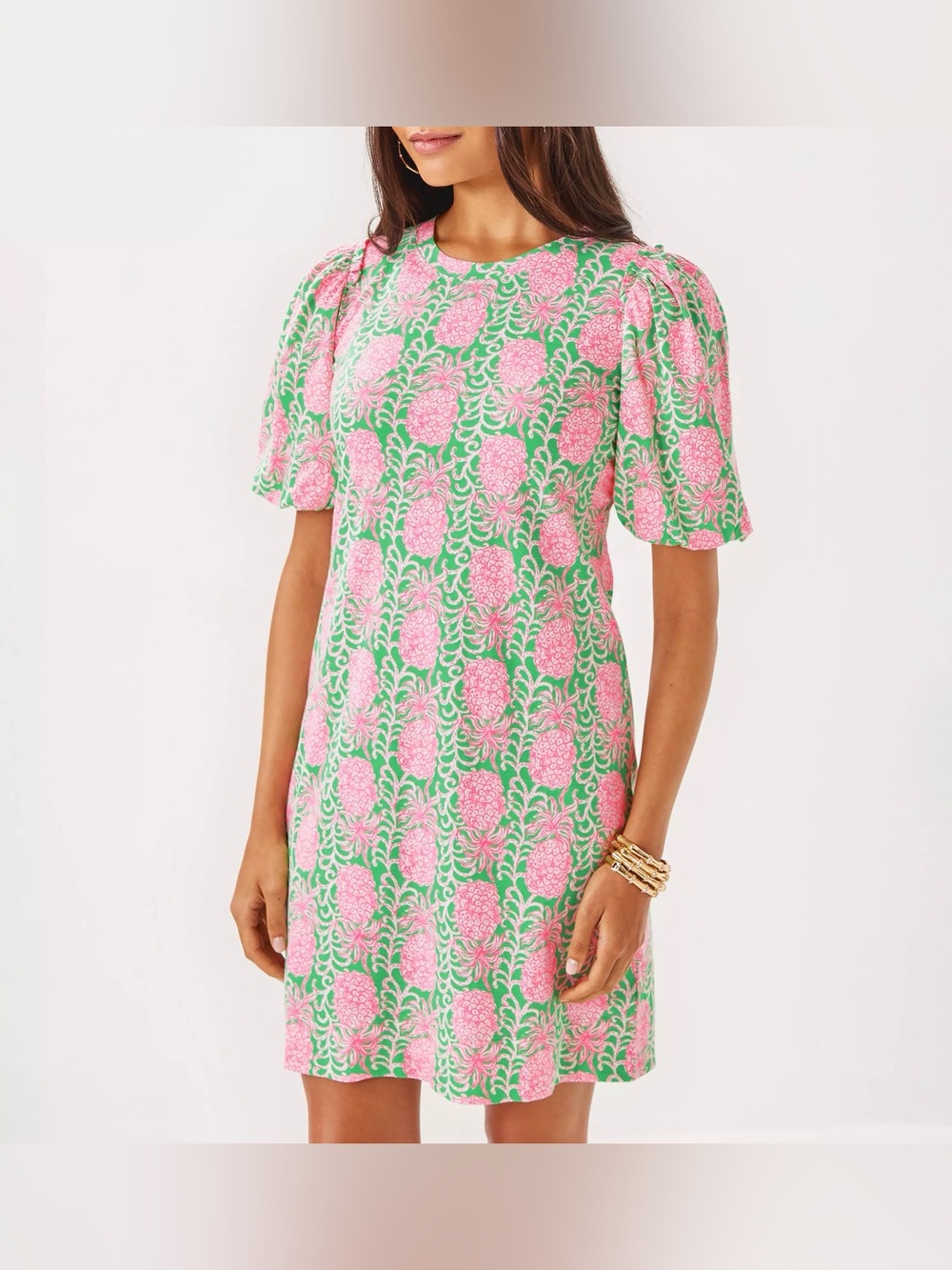 New Lilly Pulitzer Mercer Dress Fauna Green Party Like a Pineapple, Sz M